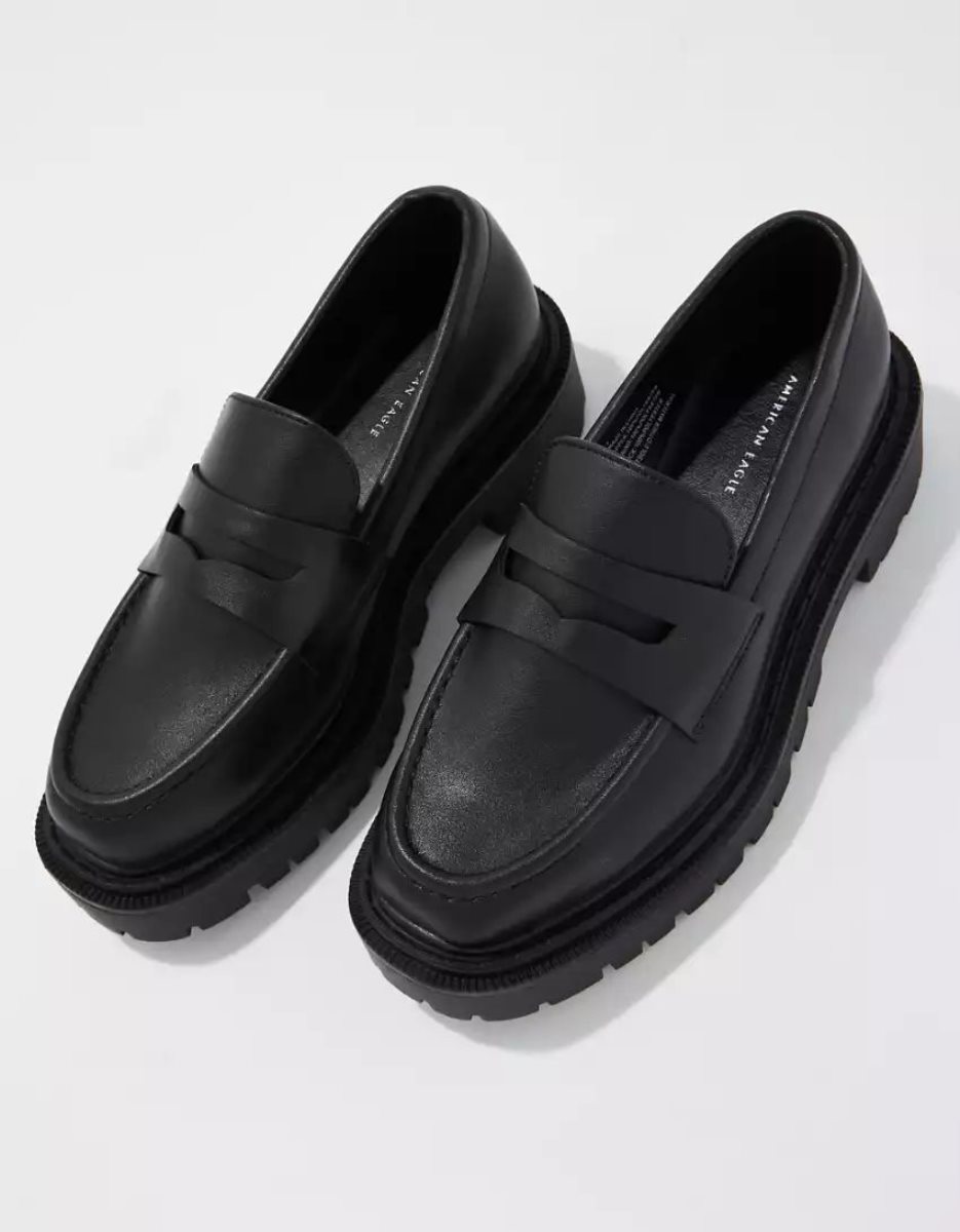 Loafers American Eagle AE Chunky Lug Noir Femme | UUY-89533106